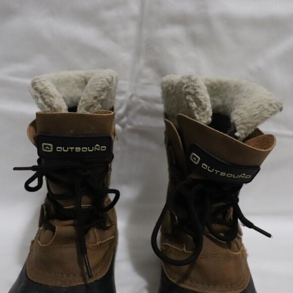 Outbound Brown Unisex Lace Up Sherpa Waterproof Outdoor Rain Winter Boots - Picture 5 of 12